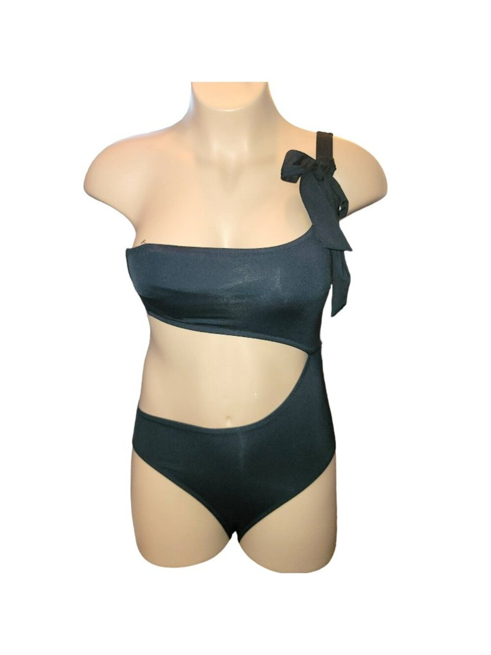 Shade & Shore Black Swimsuit Cheeky One Shoulder One Piece Bikini Medium Jj3400